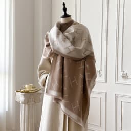 Brand Fashion Women's Cashmere Winter Shawl - Vintage Floral Printed Oil Painting Style Pashmina Thick Wrap & Poncho
