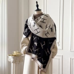 Brand Fashion Women's Cashmere Winter Shawl - Vintage Floral Printed Oil Painting Style Pashmina Thick Wrap & Poncho