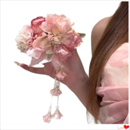 Teng Hua's Love~ Exquisite Pink Tassel Flower Hair Clip for Women's Cheongsam Side Hairpin