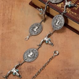 Women Western Metal Concho Belt Vintage Boho Gold Chain Belts for Dresses Jeans Adjustable Cowgirl Waist Chain