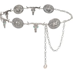 Women Western Metal Concho Belt Vintage Boho Gold Chain Belts for Dresses Jeans Adjustable Cowgirl Waist Chain