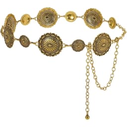 Women Western Metal Concho Belt Vintage Boho Gold Chain Belts for Dresses Jeans Adjustable Cowgirl Waist Chain