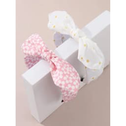 2pcs Girls‘ Fun Bunny Ear Headbands, Adorned with Fabric Flowers for Imaginative Play & Style