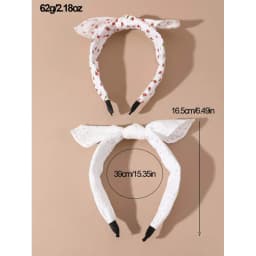 2pcs Girls‘ Fun Bunny Ear Headbands, Adorned with Fabric Flowers for Imaginative Play & Style