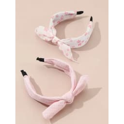 2pcs Girls‘ Fun Bunny Ear Headbands, Adorned with Fabric Flowers for Imaginative Play & Style