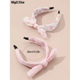 2pcs Girls‘ Fun Bunny Ear Headbands, Adorned with Fabric Flowers for Imaginative Play & Style