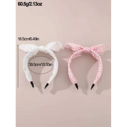 2pcs Girls‘ Fun Bunny Ear Headbands, Adorned with Fabric Flowers for Imaginative Play & Style