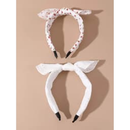 2pcs Girls‘ Fun Bunny Ear Headbands, Adorned with Fabric Flowers for Imaginative Play & Style