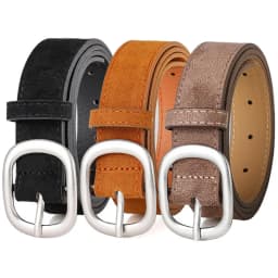Ladies' belt, imitation suede-like surface, vintage style, aged look, high-end feel, silver alloy buckle, versatile, jeans belt