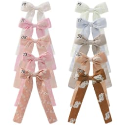 10Pcs/Lot Random Colors Girls Hair Clips Sweet Fashion Baby Lace Flower Hair Grips Long Tail Cotton Hairpin Headwear