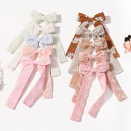 10Pcs/Lot Random Colors Girls Hair Clips Sweet Fashion Baby Lace Flower Hair Grips Long Tail Cotton Hairpin Headwear