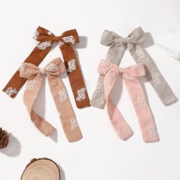 10Pcs/Lot Random Colors Girls Hair Clips Sweet Fashion Baby Lace Flower Hair Grips Long Tail Cotton Hairpin Headwear