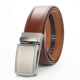 Men's Adjustable Automatic Buckle Belt - Genuine Cowhide Leather with Alloy Buckle, Versatile Business Belt & Ideal Gift for Him