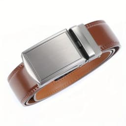 Men's Adjustable Automatic Buckle Belt - Genuine Cowhide Leather with Alloy Buckle, Versatile Business Belt & Ideal Gift for Him