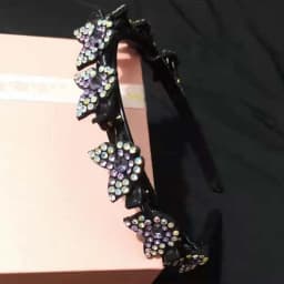 Elegant Hair Bands with Clips Shiny Sweet Rhinestone Bangs Clip Headband Hair Weaving Tool Headwear Women Butterfly Hair Hoop