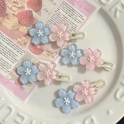 4/6Pcs Anime Card Captor Sakura Cute Pink Creamy Flower Bb Hairpin Side Hair Clip Girl Headwear Sweet Hairpins Ornament Gift