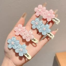 4/6Pcs Anime Card Captor Sakura Cute Pink Creamy Flower Bb Hairpin Side Hair Clip Girl Headwear Sweet Hairpins Ornament Gift
