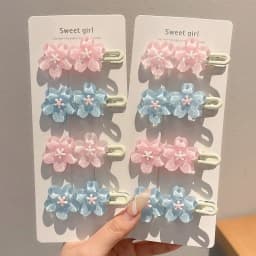 4/6Pcs Anime Card Captor Sakura Cute Pink Creamy Flower Bb Hairpin Side Hair Clip Girl Headwear Sweet Hairpins Ornament Gift