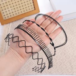 Fashion Cross Wave Shape Headband Spring Shape Simple Thin Metal Hair Hoop Elastic Double Layer Men Hair Bands Children