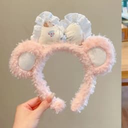 Plush Mouse Ears Hair Hoop Hairband  Holiday Party Princess Bow Hairband COSTUME Cosplay Plush  Adult/Kids Headband Gift