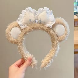 Plush Mouse Ears Hair Hoop Hairband  Holiday Party Princess Bow Hairband COSTUME Cosplay Plush  Adult/Kids Headband Gift
