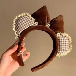 Plush Mouse Ears Hair Hoop Hairband  Holiday Party Princess Bow Hairband COSTUME Cosplay Plush  Adult/Kids Headband Gift