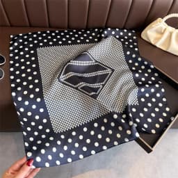70*70cm Women's Square Silk Scarf Soft Satin Polka Dot Wrap Foulard Lady Neckerchief Bandannas Hair Skinny Tie Hijab Shawls