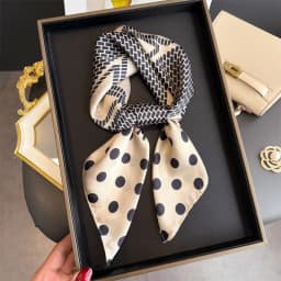 70*70cm Women's Square Silk Scarf Soft Satin Polka Dot Wrap Foulard Lady Neckerchief Bandannas Hair Skinny Tie Hijab Shawls