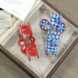 1pcCream series grid pattern grip clip, countryside style bow, love hair clip, Korean version fashionable small fresh shark clip