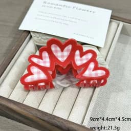 1pcCream series grid pattern grip clip, countryside style bow, love hair clip, Korean version fashionable small fresh shark clip