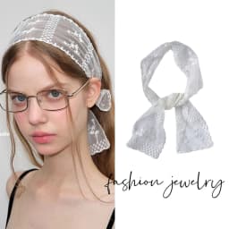 1Pc Sweet Flower Lace Neck Strap Dressing Decoration Korean Style Hair Band Neckerchief Transparent Long Ribbon Head Scarf