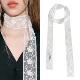 1Pc Sweet Flower Lace Neck Strap Dressing Decoration Korean Style Hair Band Neckerchief Transparent Long Ribbon Head Scarf