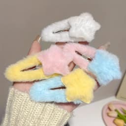 2pcs Plush Star Hair Clips for Women, Color Blocking Star Bangs Clips - Soft Hair Accessories for Girls