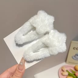 2pcs Plush Star Hair Clips for Women, Color Blocking Star Bangs Clips - Soft Hair Accessories for Girls