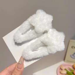 2pcs Plush Star Hair Clips for Women, Color Blocking Star Bangs Clips - Soft Hair Accessories for Girls
