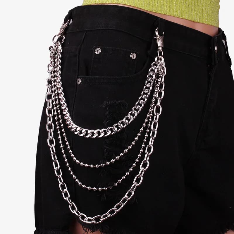 European American Punk Style Fashion Metal Waist Chain Personalized Trendy Multi-layer Chain for Jeans