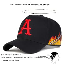 Unisex A Letter Embroidery Side Flame Baseball Caps Spring Autumn Outdoor Sunscreen Hat Adjustable Casual Trucker Hats