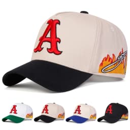 Unisex A Letter Embroidery Side Flame Baseball Caps Spring Autumn Outdoor Sunscreen Hat Adjustable Casual Trucker Hats