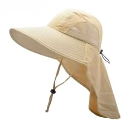 Summer Outdoor Fishing Bucket Hat for Men Wide Brim UV Sun Protection Cap with Neck Flap Sunshade for Hiking Camping Travel