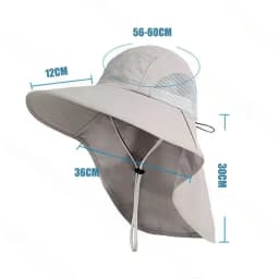Summer Outdoor Fishing Bucket Hat for Men Wide Brim UV Sun Protection Cap with Neck Flap Sunshade for Hiking Camping Travel