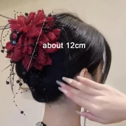 Elegant Peony Flower Grasping Clip Sequin Tassel Hair Claw Plastic Crab Hair Clips Women