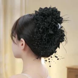 Elegant Peony Flower Grasping Clip Sequin Tassel Hair Claw Plastic Crab Hair Clips Women