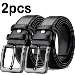 2pcs High Quality PU Leather Men's Belt, Casual and Business Needle Buckle Belts, Masculine Design, Fashion Novelty Waistband