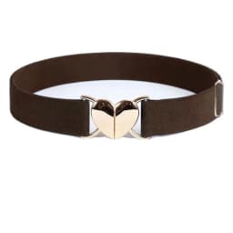 {YY26} Women Girls Adjustable Elastic Waist Belts With Heart Shape Metal Buckle Waistband For Coat Dress Accessories 〔YY26〕