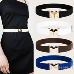 {YY26} Women Girls Adjustable Elastic Waist Belts With Heart Shape Metal Buckle Waistband For Coat Dress Accessories 〔YY26〕