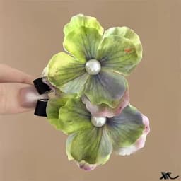 2Pcs Spring Hydrangea Hair Clips Women Girls Sweet Braid Hairpins Pearl Floral Barrettes For Travelling Wedding Hair Accessories