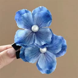2Pcs Spring Hydrangea Hair Clips Women Girls Sweet Braid Hairpins Pearl Floral Barrettes For Travelling Wedding Hair Accessories