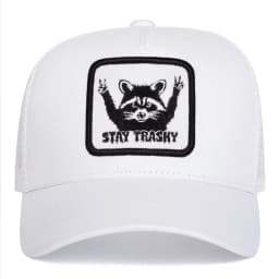 Unisex STAY TRASHY Raccoon Embroidery Baseball Net Caps Spring Summer Outdoor Adjustable Casual Hats Sunscreen Hat Sports Cap