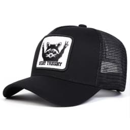 Unisex STAY TRASHY Raccoon Embroidery Baseball Net Caps Spring Summer Outdoor Adjustable Casual Hats Sunscreen Hat Sports Cap