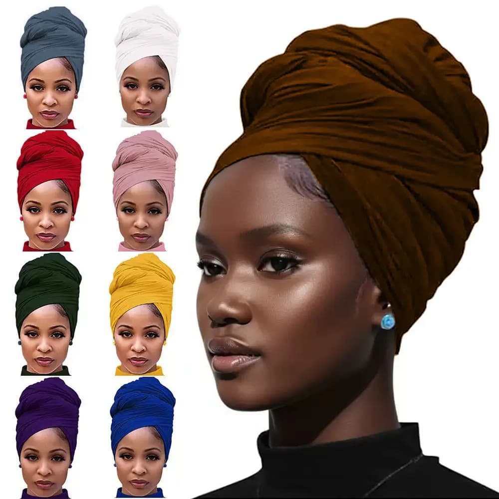 High Quality Mercerized Cotton Jersey Long Head Scarf for Women, Pullover Sandstorm Protection Warm Wrap